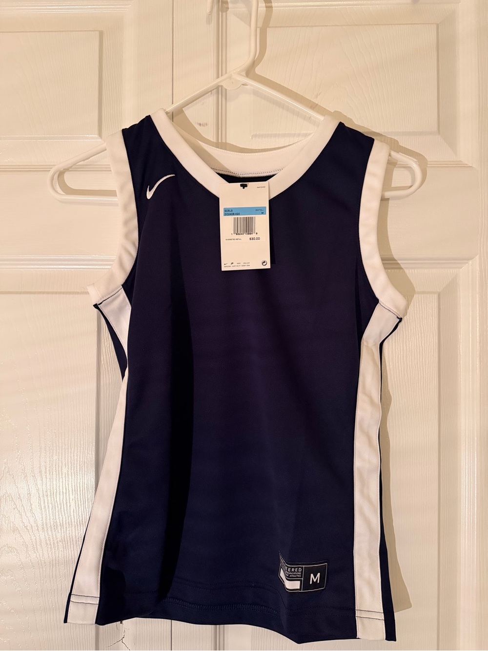 Nike Navy and White Girls Athletic Tank Top